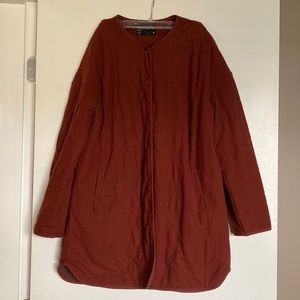 New without tags - Frank & Oak long quilted over piece in mahogany, size M